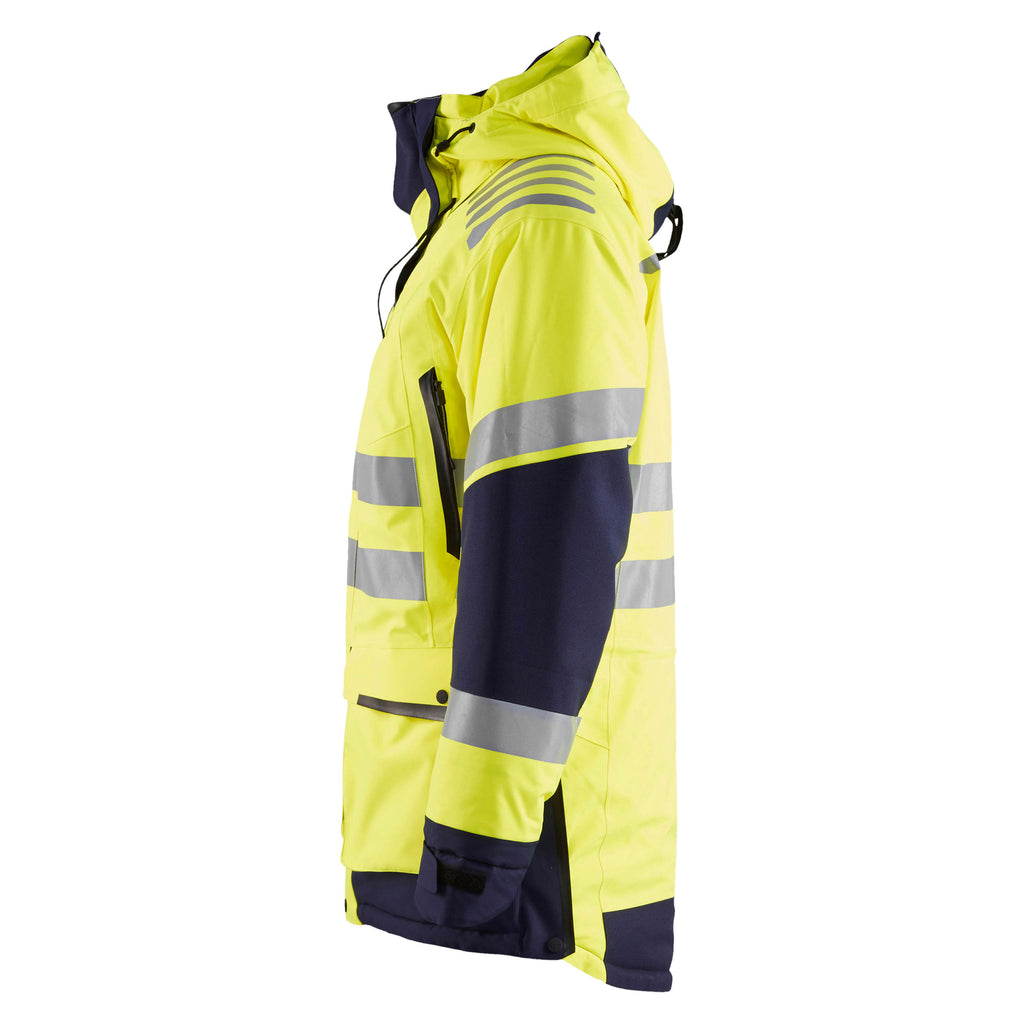 Blaklader 4469 Hi Vis Parka Evolution Hi Vis Yellow Navy Blue Left