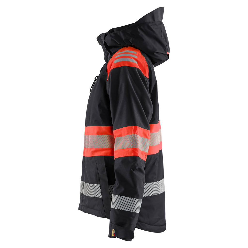 Blaklader 4470 Womens Hi Vis Winter Jacket Black Hi Vis Red Left