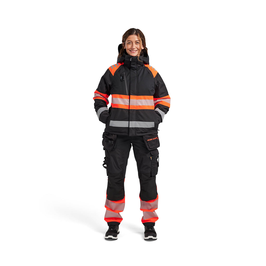 Blaklader 4470 Womens Hi Vis Winter Jacket Black Hi Vis Red Model