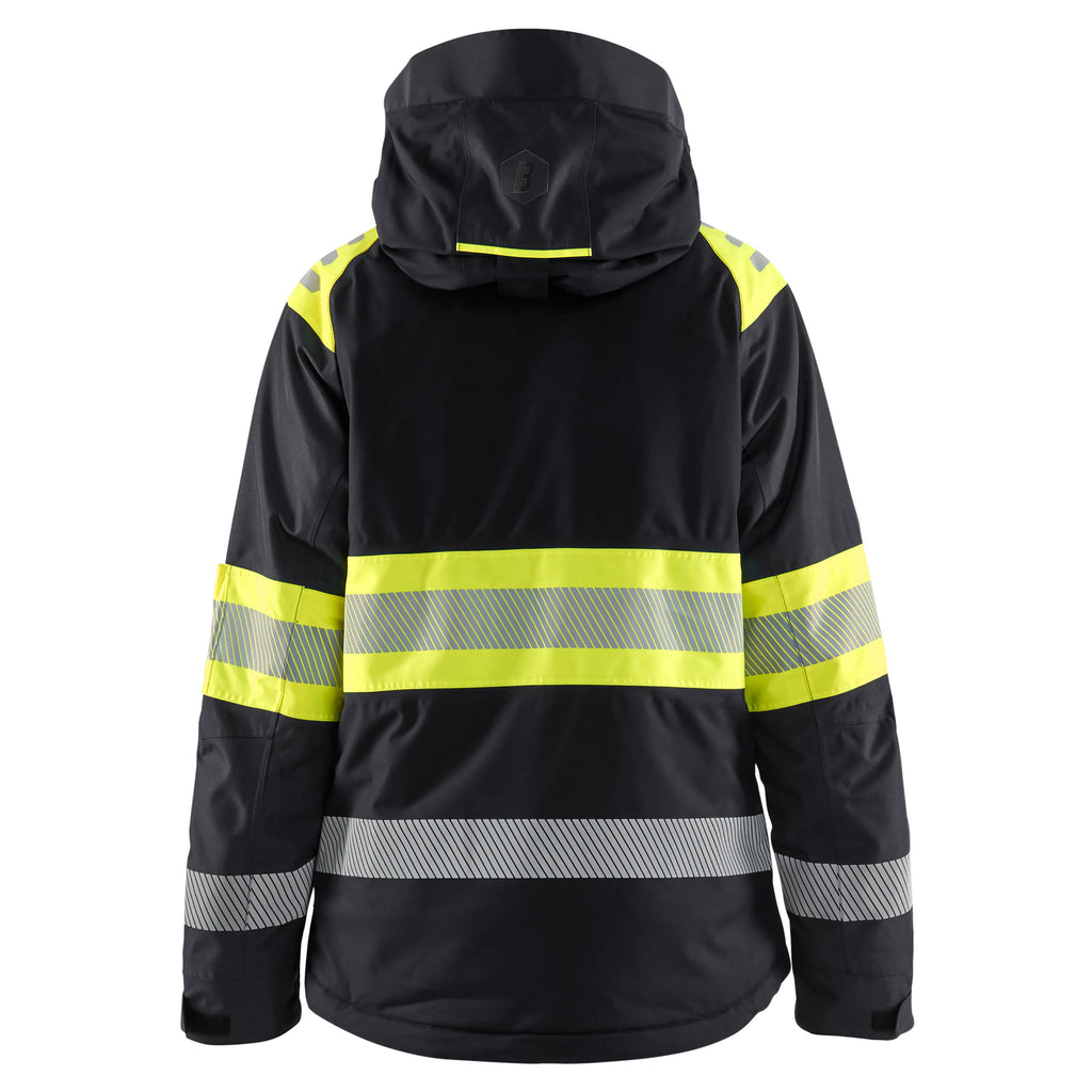 Blaklader 4470 Womens Hi Vis Winter Jacket Black Hi Vis Yellow Back