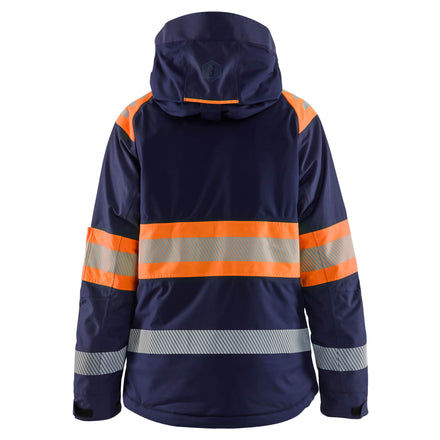 Blaklader 4470 Womens Hi Vis Winter Jacket Navy Blue Hi Vis Orange Back