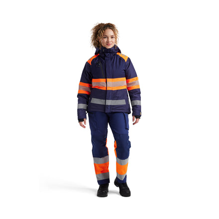 Blaklader 4470 Womens Hi Vis Winter Jacket Navy Blue Hi Vis Orange Model