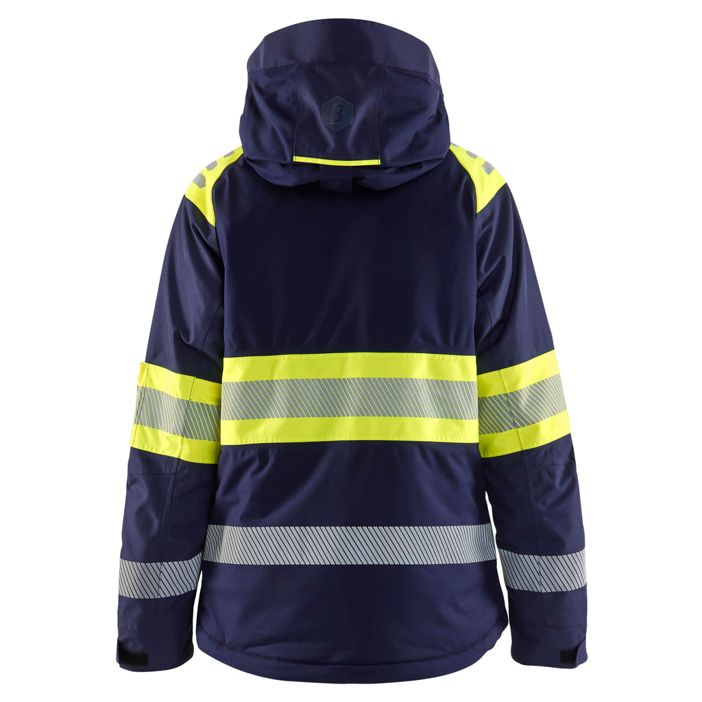 Blaklader 4470 Womens Hi Vis Winter Jacket Navy Blue Hi Vis Yellow Back