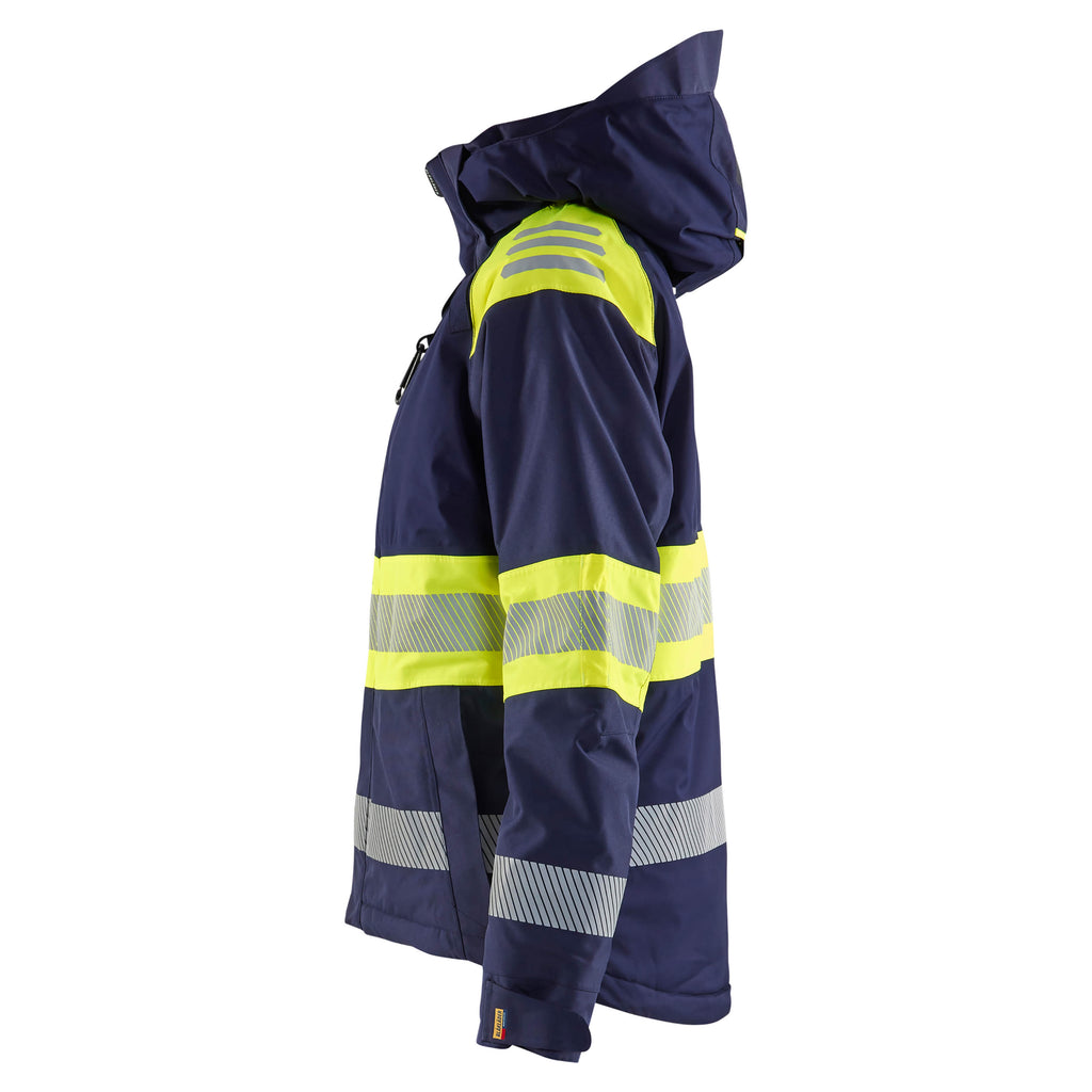 Blaklader 4470 Womens Hi Vis Winter Jacket Navy Blue Hi Vis Yellow Left
