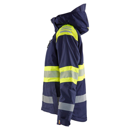 Blaklader 4470 Womens Hi Vis Winter Jacket Navy Blue Hi Vis Yellow Left
