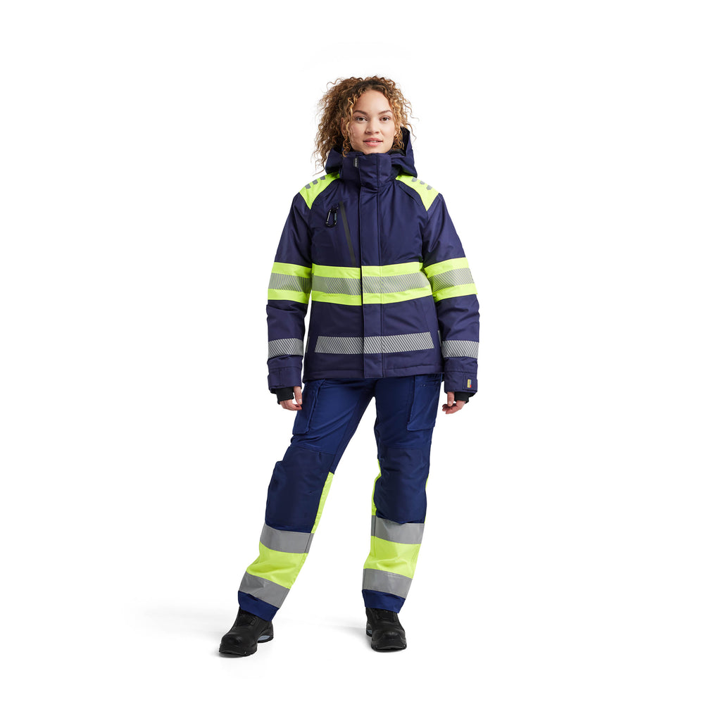 Blaklader 4470 Womens Hi Vis Winter Jacket Navy Blue Hi Vis Yellow Model