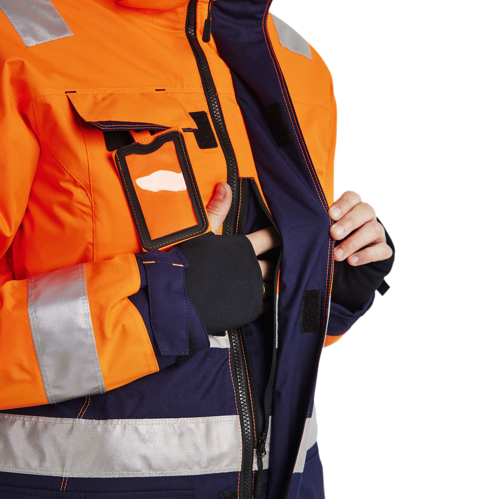 Blaklader 4472 Womens Hi Vis Winter Parka Hi Vis Orange Navy Blue Feature 1