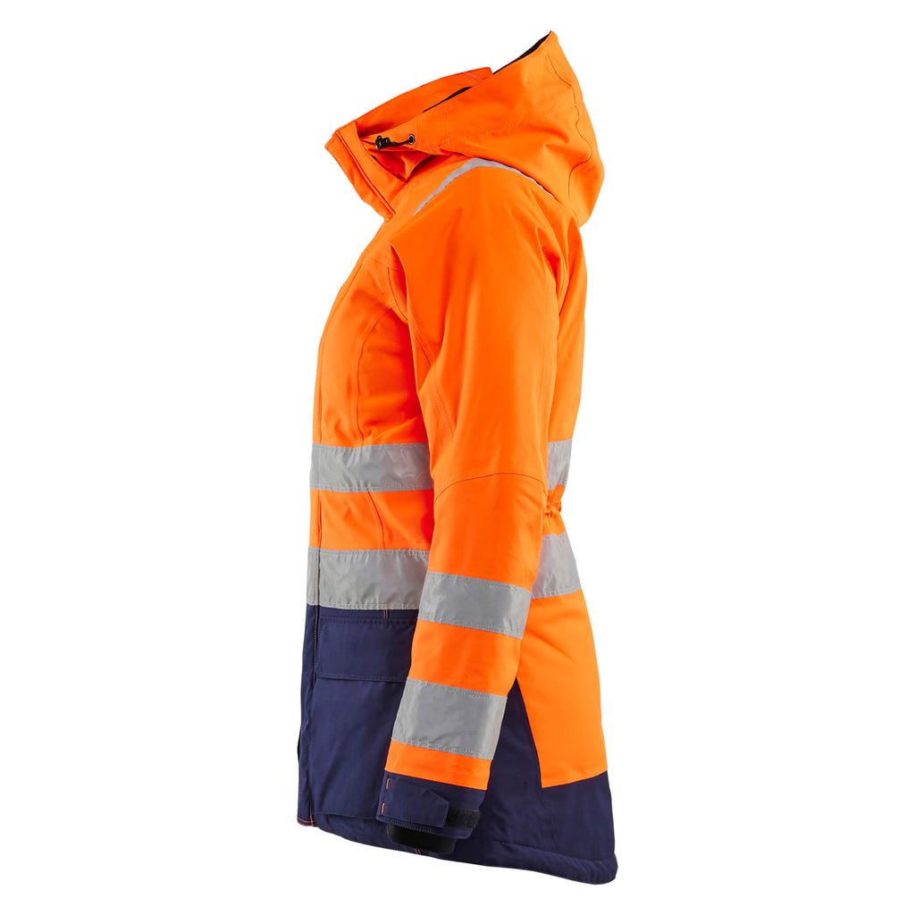 Blaklader 4472 Womens Hi Vis Winter Parka Hi Vis Orange Navy Blue Left