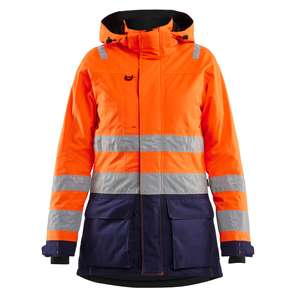Blaklader 4472 Womens Hi Vis Winter Parka Hi Vis Orange Navy Blue Main