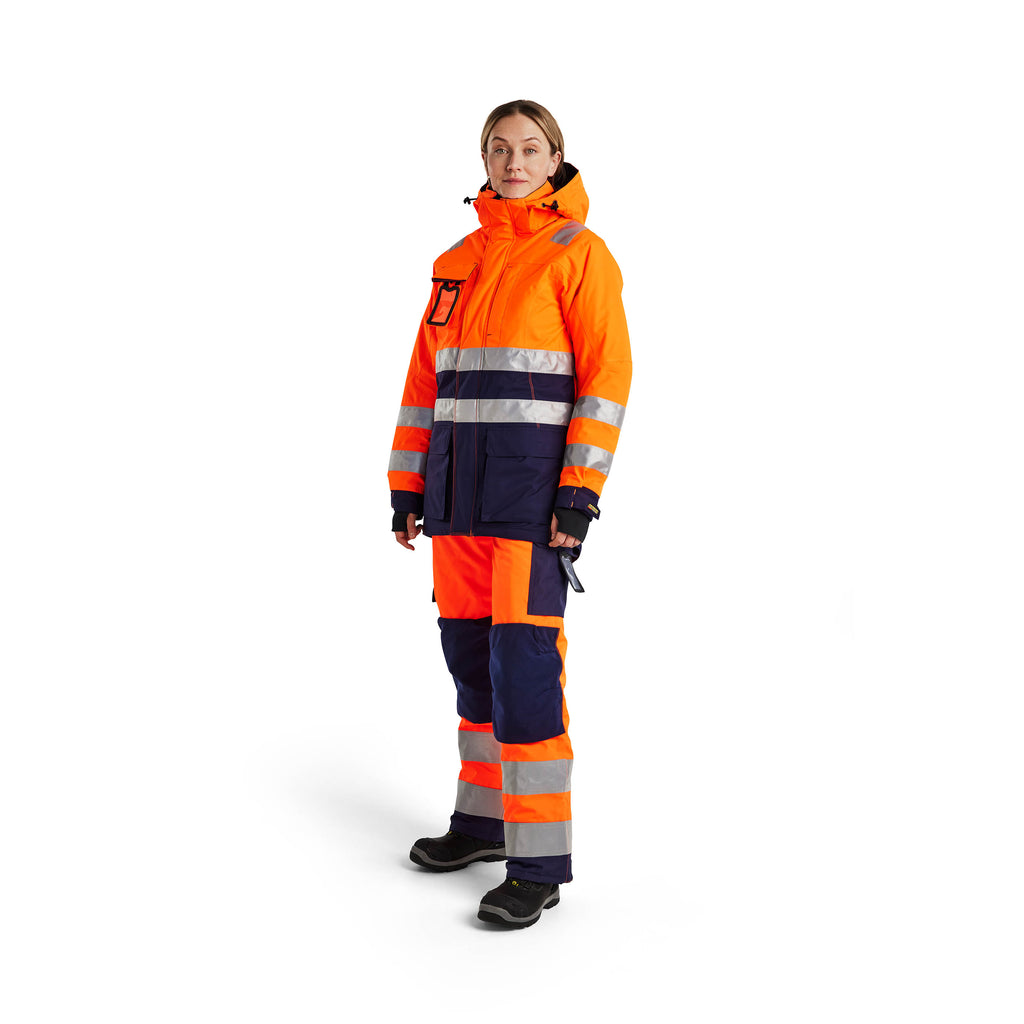 Blaklader 4472 Womens Hi Vis Winter Parka Hi Vis Orange Navy Blue Model