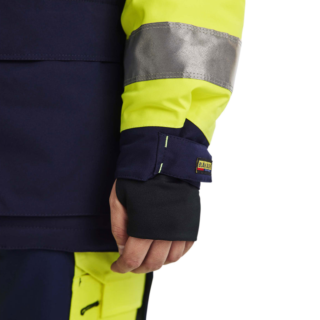 Blaklader 4472 Womens Hi Vis Winter Parka Hi Vis Yellow Navy Blue Feature 3