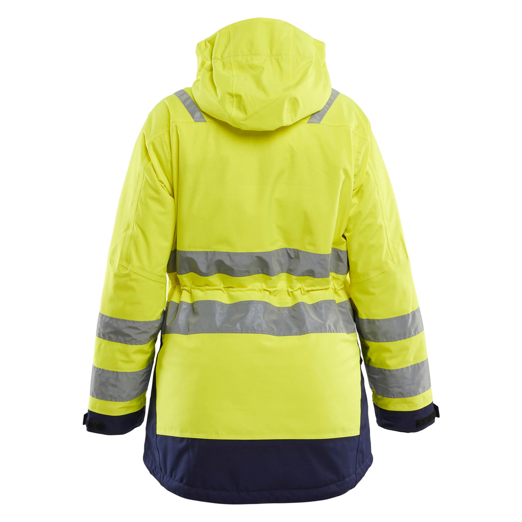 Blaklader 4472 Womens Hi Vis Winter Parka Hi Vis Yellow Navy Blue Back