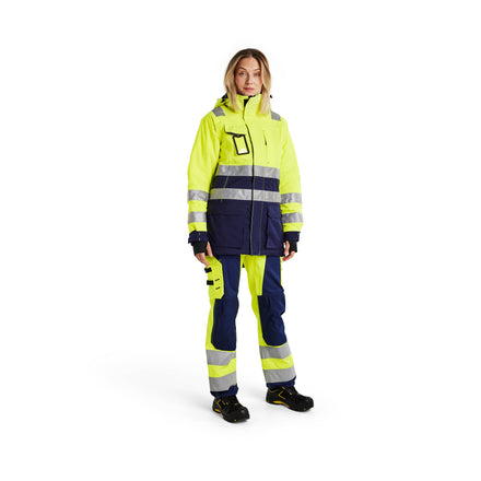 Blaklader 4472 Womens Hi Vis Winter Parka Hi Vis Yellow Navy Blue Model
