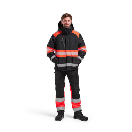Blaklader 4480 Hi Vis Winter Jacket Black Hi Vis Red Model