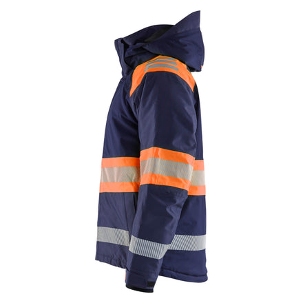 Blaklader 4480 Hi Vis Winter Jacket Navy Blue Hi Vis Orange Left