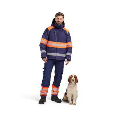 Blaklader 4480 Hi Vis Winter Jacket Navy Blue Hi Vis Orange Model