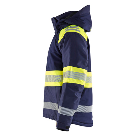 Blaklader 4480 Hi Vis Winter Jacket Navy Blue Hi Vis Yellow Left