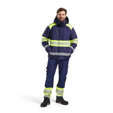 Blaklader 4480 Hi Vis Winter Jacket Navy Blue Hi Vis Yellow Model