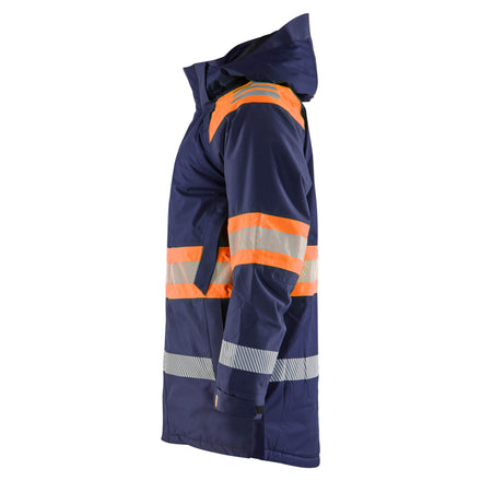 Blaklader 4485 Hi Vis Winter Parka Navy Blue Hi Vis Orange Left