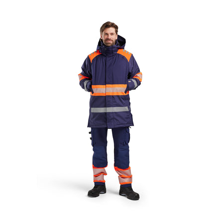 Blaklader 4485 Hi Vis Winter Parka Navy Blue Hi Vis Orange Model