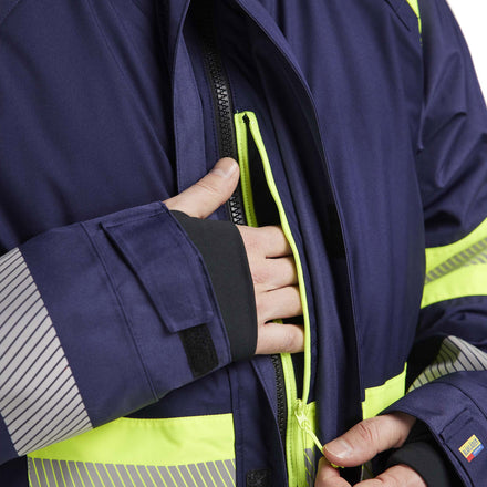 Blaklader 4485 Hi Vis Winter Parka Navy Blue Hi Vis Yellow Feature 1