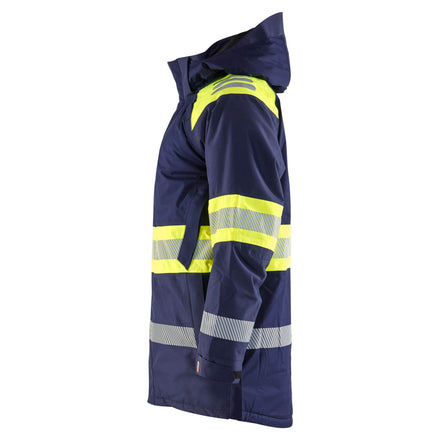 Blaklader 4485 Hi Vis Winter Parka Navy Blue Hi Vis Yellow Left