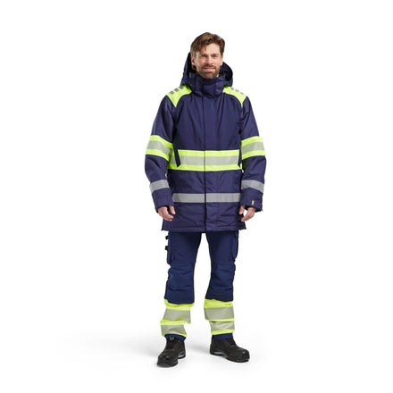 Blaklader 4485 Hi Vis Winter Parka Navy Blue Hi Vis Yellow Model
