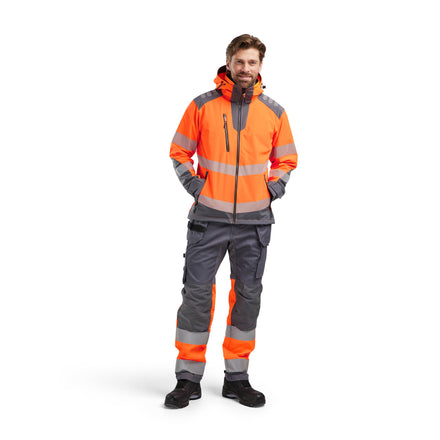 Blaklader 4491 Hi Vis Softshell Jacket Hi Vis Orange Grey Model