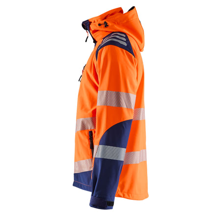 Blaklader 4491 Hi Vis Softshell Jacket Hi Vis Orange Navy Blue Left