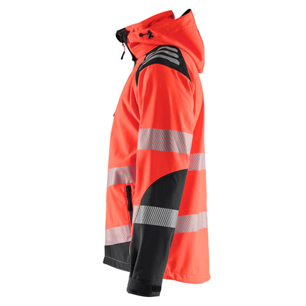 Blaklader 4491 Hi Vis Softshell Jacket Hi Vis Red Black Left