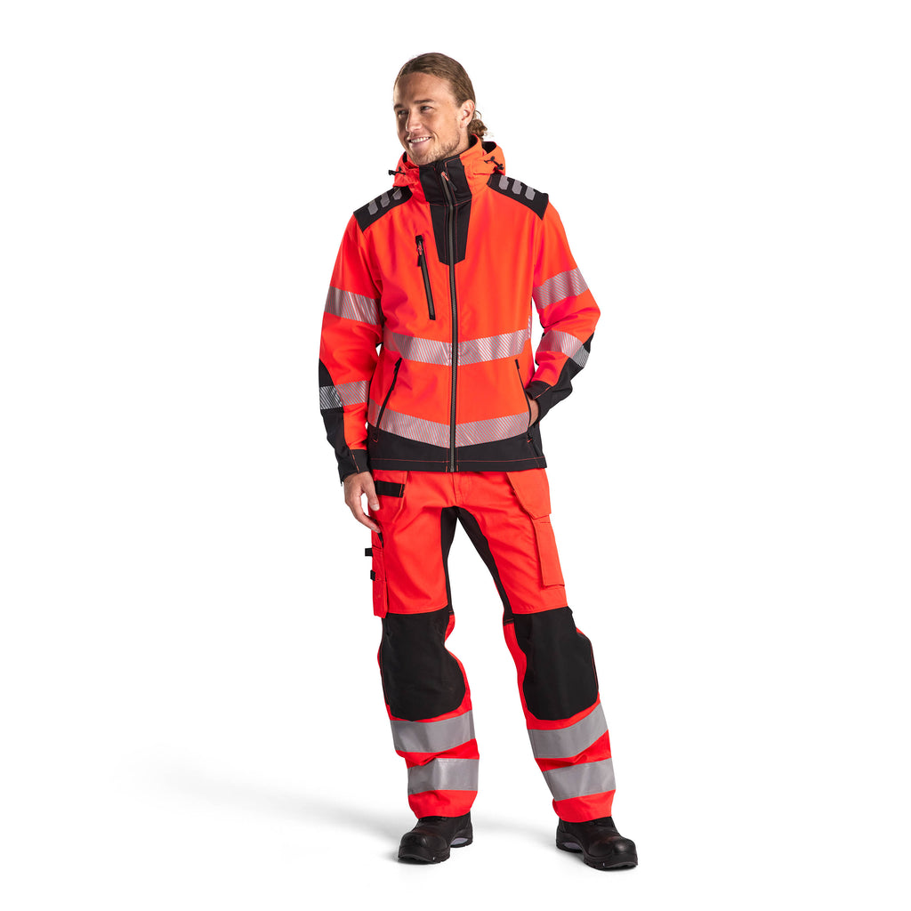 Blaklader 4491 Hi Vis Softshell Jacket Hi Vis Red Black Model