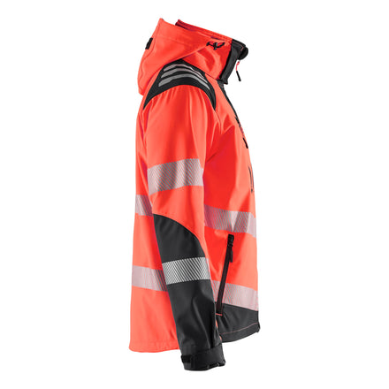 Blaklader 4491 Hi Vis Softshell Jacket Hi Vis Red Black Right