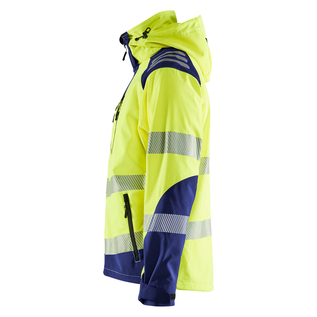 Blaklader 4491 Hi Vis Softshell Jacket Hi Vis Yellow Navy Blue Left