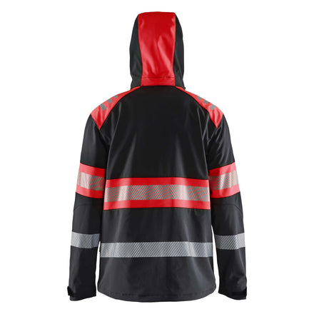 Blaklader 4494 Hi Vis Softshell Jacket Black Hi Vis Red Back