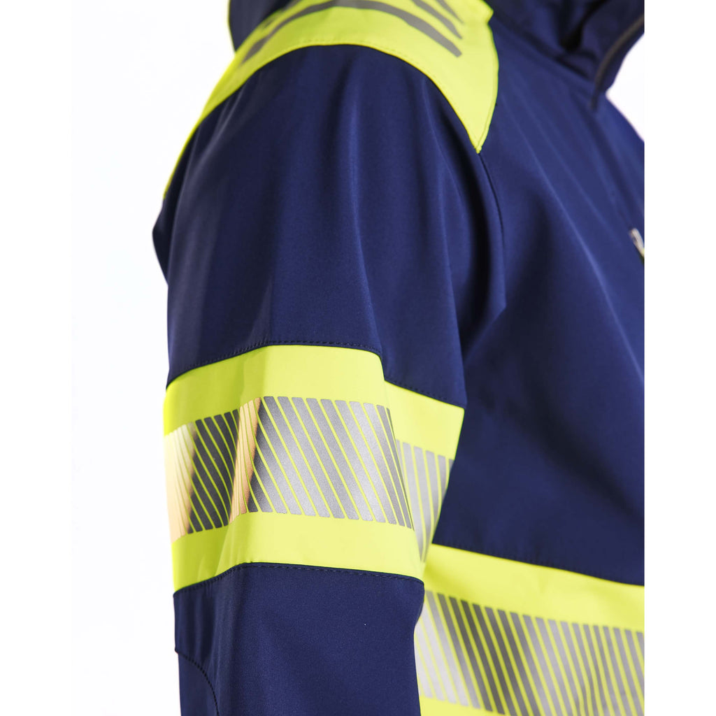 Blaklader 4494 Hi Vis Softshell Jacket Navy Blue Hi Vis Yellow Feature 1