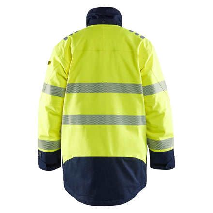 Blaklader 4527 Multinorm Winter Parka Hi Vis Yellow Navy Blue Back