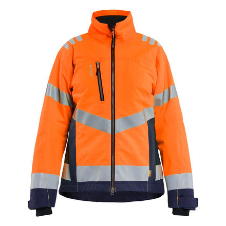 Blaklader 4762 Womens Lightweight Lined Winter Jacket Hi Vis Orange Navy Blue Front