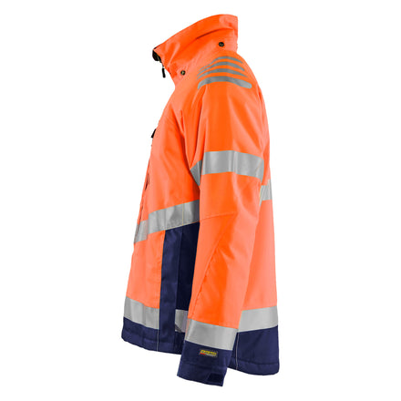 Blaklader 4780 Hi Vis Lightweight Lined Winter Jacket Hi Vis Orange Navy Blue Left
