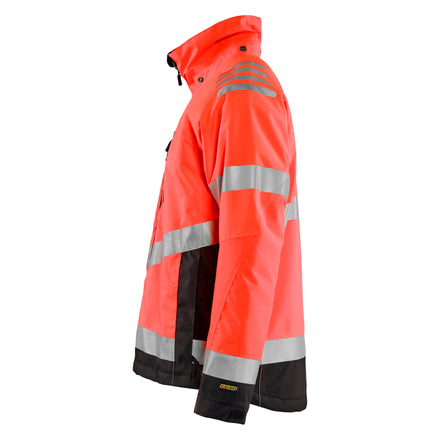 Blaklader 4780 Hi Vis Lightweight Lined Winter Jacket Hi Vis Red Black Left