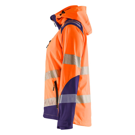 Blaklader 4791 Womens Hi Vis Softshell Jacket Hi Vis Orange Navy Blue Left