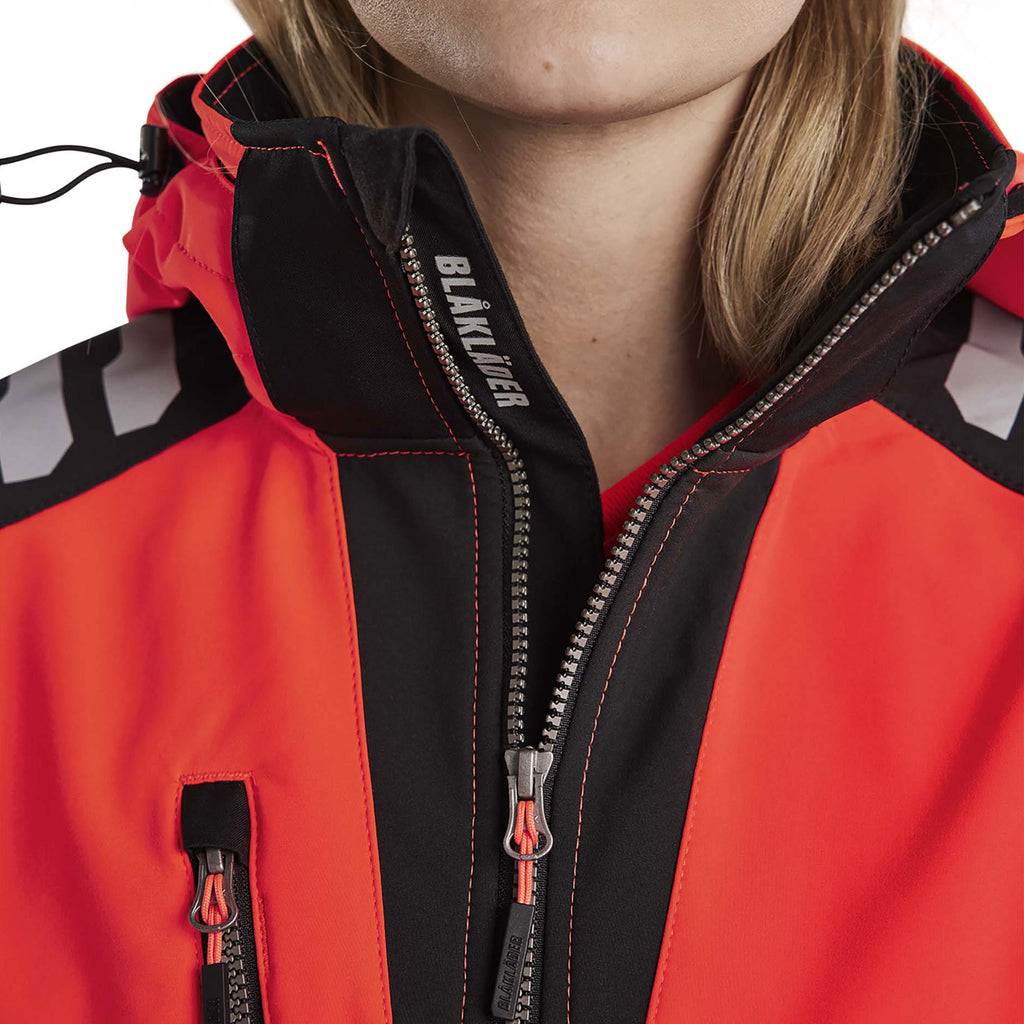 Blaklader 4791 Womens Hi Vis Softshell Jacket Hi Vis Red Black Feature 1