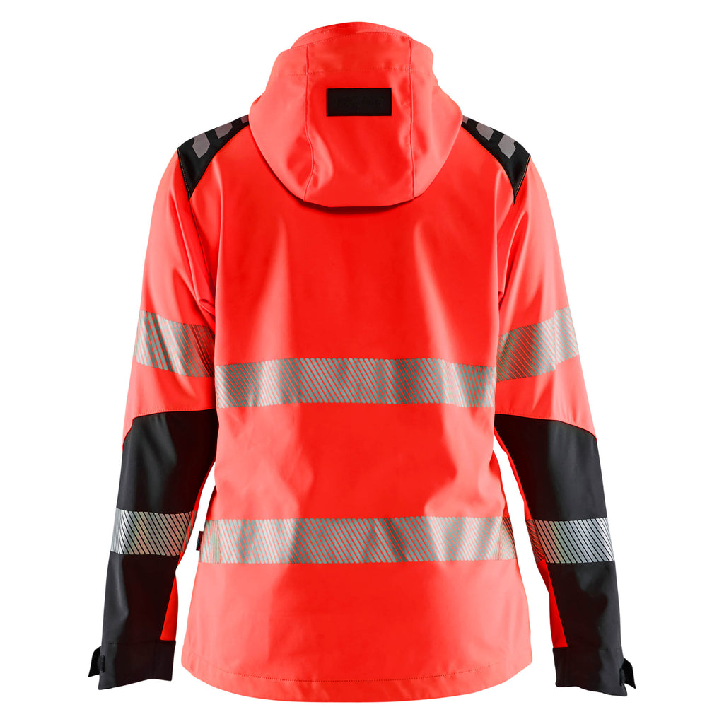Blaklader 4791 Womens Hi Vis Softshell Jacket Hi Vis Red Black Back