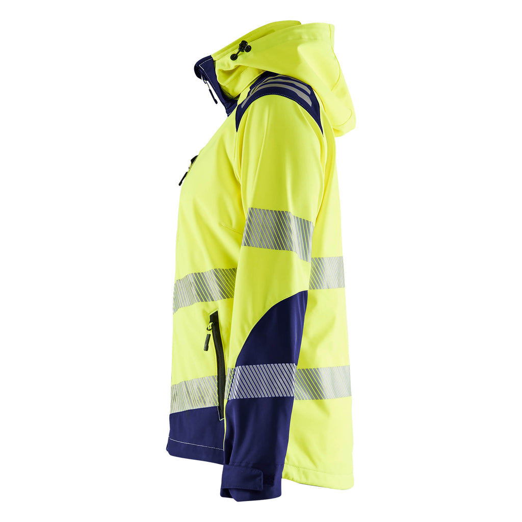 Blaklader 4791 Womens Hi Vis Softshell Jacket Hi Vis Yellow Navy Blue Left