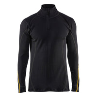 Blaklader 4796 Flame Resistant Underwear Top Half Zip 68 Merino Wool Black