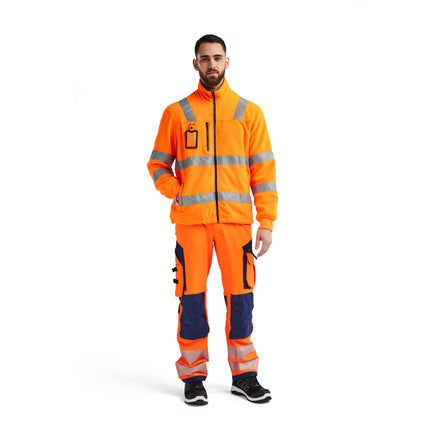 Blaklader 4853 Hi Vis Fleece Jacket Hi Vis Orange Navy Blue Model