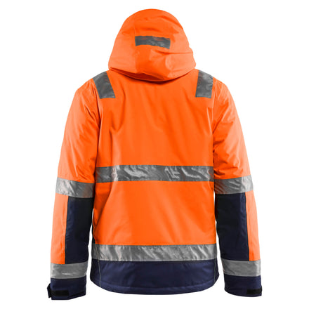Blaklader 4870 Hi Vis Winter Jacket Hi Vis Orange Navy Blue Back