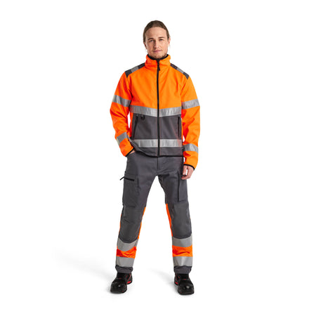 Blaklader 4877 Hi Vis Softshell Jacket Hi Vis Orange Grey Model