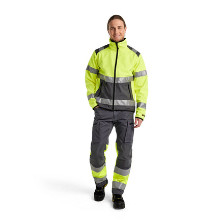Blaklader 4877 Hi Vis Softshell Jacket Hi Vis Yellow Grey Model