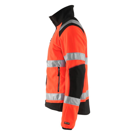 Blaklader 4888 Hi Vis Windproof Fleece Jacket Hi Vis Red Black Left