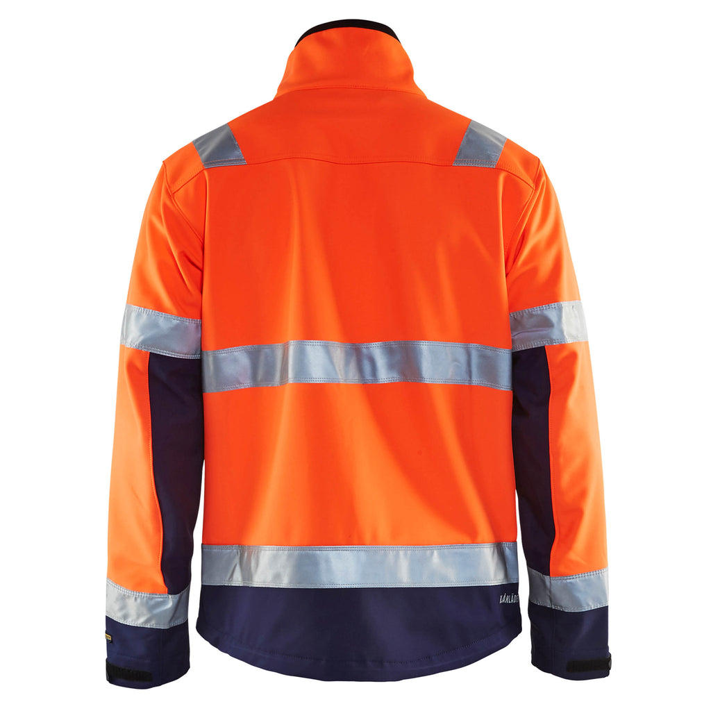 Blaklader 4900 Hi Vis Softshell Jacket Hi Vis Orange Navy Blue Back